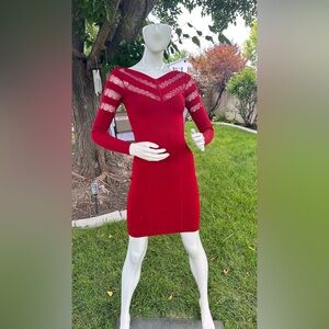 Karen Millen Red V-Neck Bodycon Dress